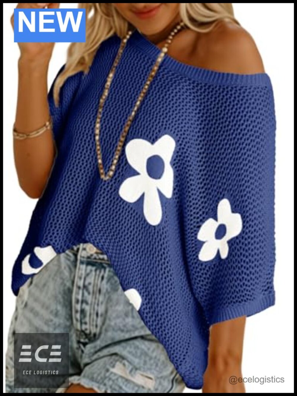 Dokotoo Floral Crochet Knit Sweater Short Sleeve Sweater